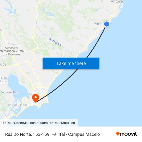 Rua Do Norte, 153-159 to Ifal - Campus Maceió map