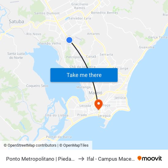 Ponto Metropolitano | Piedade to Ifal - Campus Maceió map