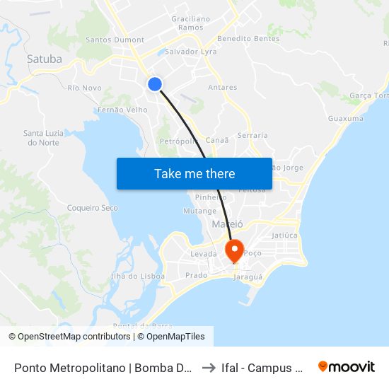 Ponto Metropolitano | Bomba Do Gonzaga to Ifal - Campus Maceió map