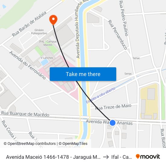 Avenida Maceió 1466-1478 - Jaraguá Maceió - Al 57022-080 República Federativa Do Brasil to Ifal - Campus Maceió map