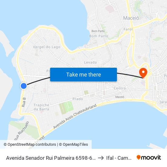 Avenida Senador Rui Palmeira 6598-6628 - Levada Maceió - Al Brasil to Ifal - Campus Maceió map
