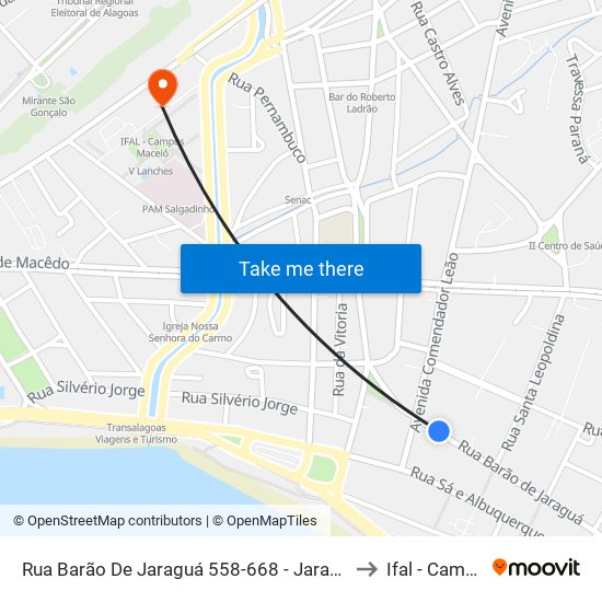 Rua Barão De Jaraguá 558-668 - Jaraguá Maceió - Al 57022-140 Brasil to Ifal - Campus Maceió map