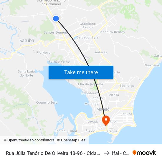 Rua Júlia Tenório De Oliveira 48-96 - Cidade Universitária Maceió - Al 57072-200 República Federativa Do Brasil to Ifal - Campus Maceió map