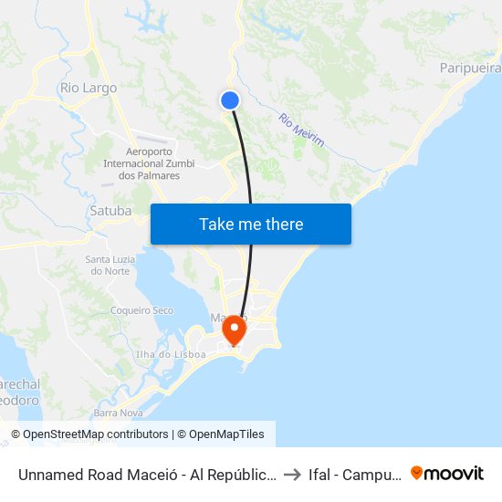 Unnamed Road Maceió - Al República Federativa Do Brasil to Ifal - Campus Maceió map