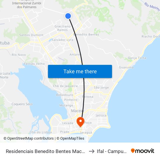 Residenciais Benedito Bentes Maceió - Alagoas Brasil to Ifal - Campus Maceió map