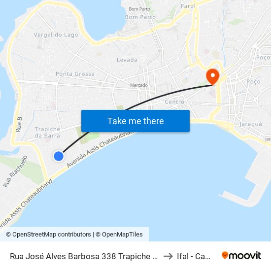 Rua José Alves Barbosa 338 Trapiche Da Barra Maceió - Alagoas 57001 Brasil to Ifal - Campus Maceió map