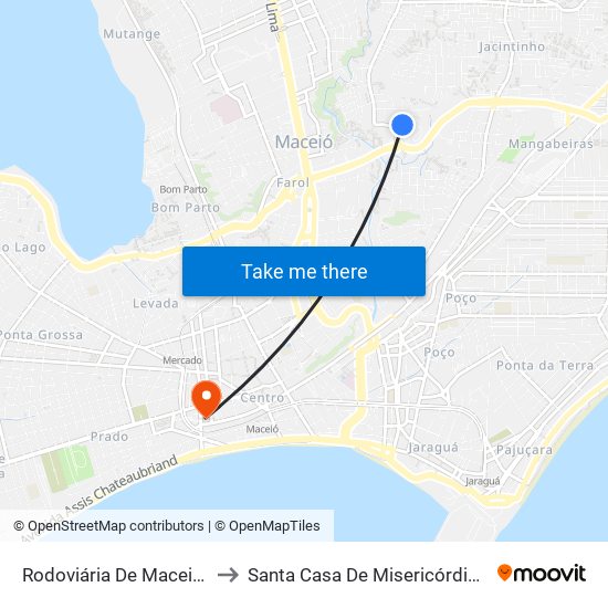 Rodoviária De Maceió Externo to Santa Casa De Misericórdia De Maceió map