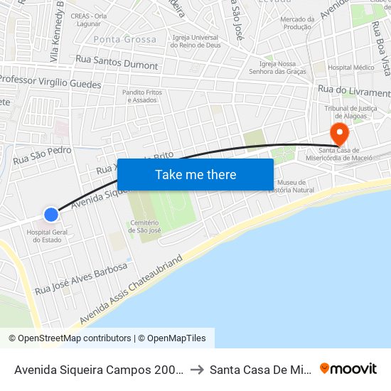 Avenida Siqueira Campos 2001-2145 - Prado Maceió - Al Brasil to Santa Casa De Misericórdia De Maceió map