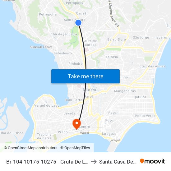Br-104 10175-10275 - Gruta De Lourdes Maceió - Al República Federativa Do Brasil to Santa Casa De Misericórdia De Maceió map