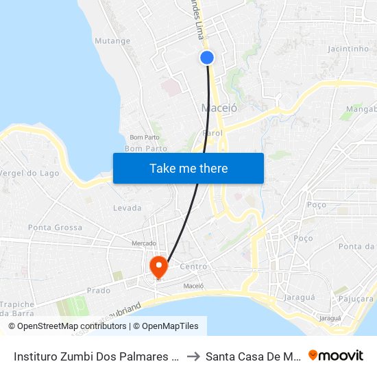 Instituro Zumbi Dos Palmares - Gruta De Lourdes Maceió - Al Brasil to Santa Casa De Misericórdia De Maceió map