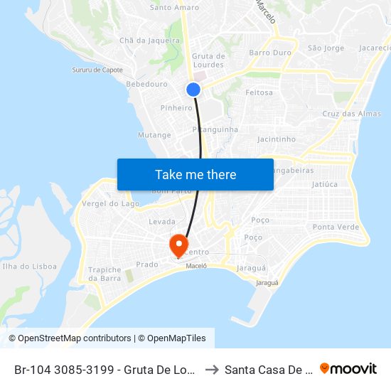 Br-104 3085-3199 - Gruta De Lourdes Maceió - Al República Federativa Do Brasil to Santa Casa De Misericórdia De Maceió map