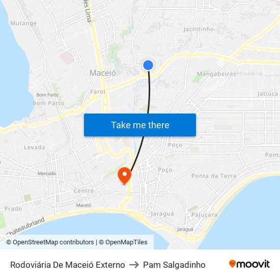 Rodoviária De Maceió Externo to Pam Salgadinho map