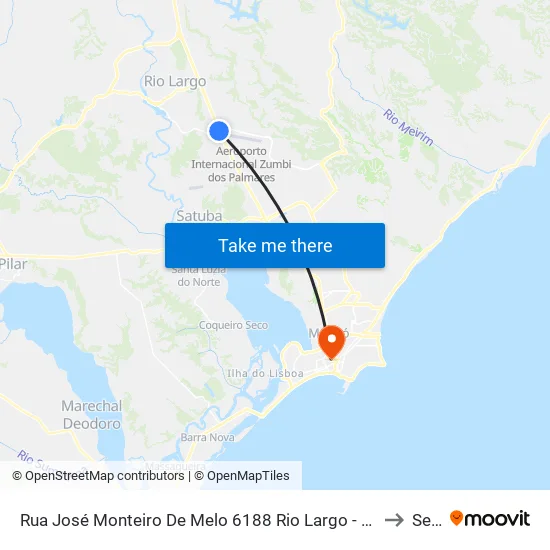 Rua José Monteiro De Melo 6188 Rio Largo - Alagoas 57100-000 Brasil to Seune map
