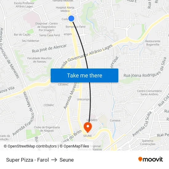 Super Pizza - Farol to Seune map