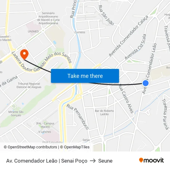 Av. Comendador Leão | Senai Poço to Seune map