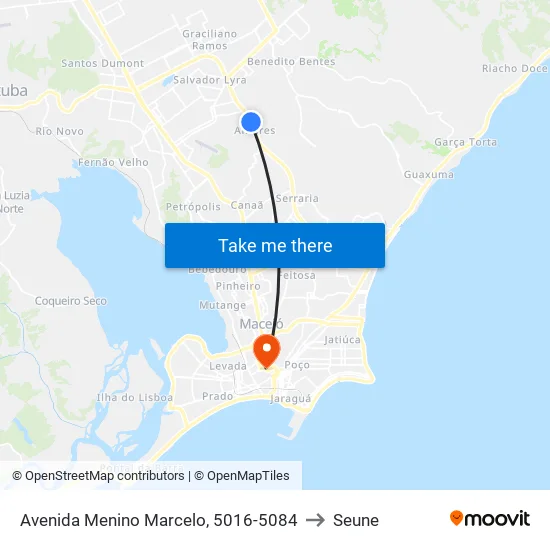 Avenida Menino Marcelo, 5016-5084 to Seune map