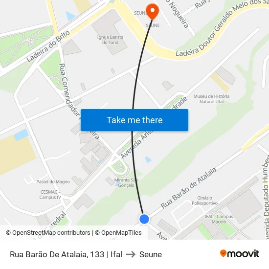 Rua Barão De Atalaia, 133 | Ifal to Seune map