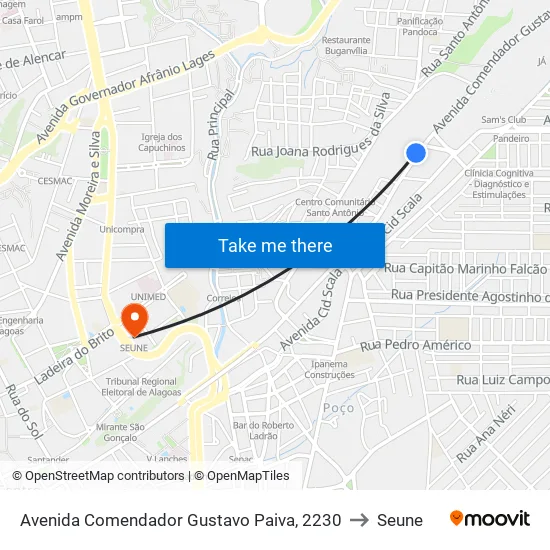 Avenida Comendador Gustavo Paiva, 2230 to Seune map