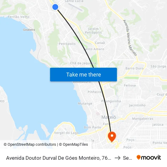 Avenida Doutor Durval De Góes Monteiro, 7625 | Piedade to Seune map