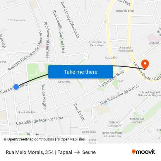Rua Melo Morais, 354 | Fapeal to Seune map