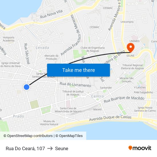 Rua Do Ceará, 107 to Seune map