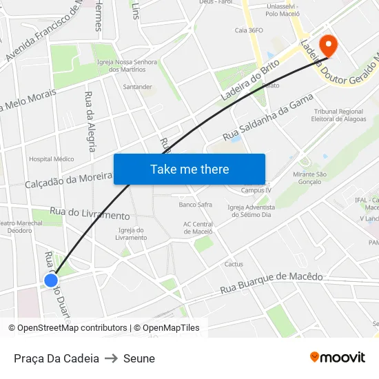 Praça Da Cadeia to Seune map