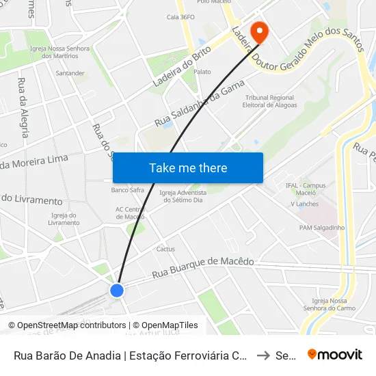 Rua Barão De Anadia | Estação Ferroviária Central Cbtu to Seune map