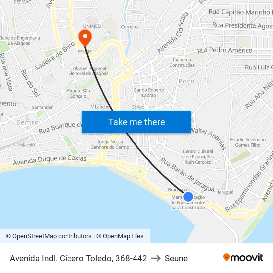 Avenida Indl. Cícero Toledo, 368-442 to Seune map