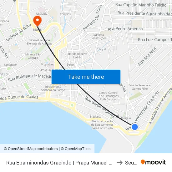 Rua Epaminondas Gracindo | Praça Manuel Duarte to Seune map