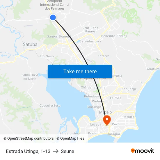 Estrada Utinga, 1-13 to Seune map