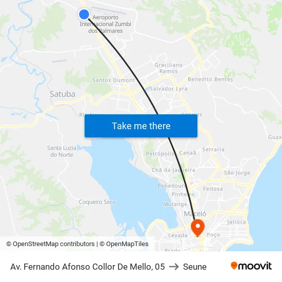 Av. Fernando Afonso Collor De Mello, 05 to Seune map