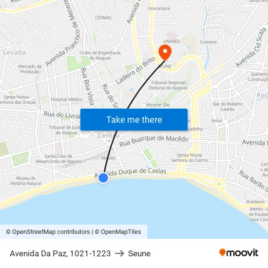 Avenida Da Paz, 1021-1223 to Seune map