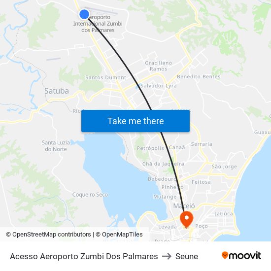 Acesso Aeroporto Zumbi Dos Palmares to Seune map