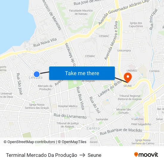 Terminal Mercado Da Produção to Seune map