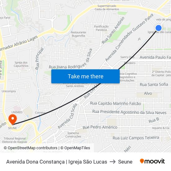 Avenida Dona Constança | Igreja São Lucas to Seune map