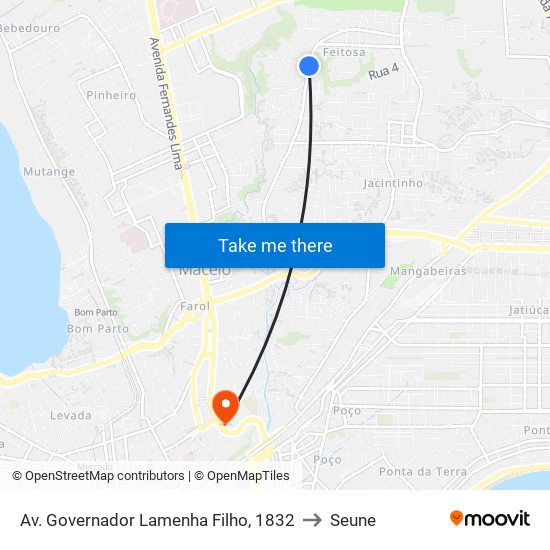 Av. Governador Lamenha Filho, 1832 to Seune map