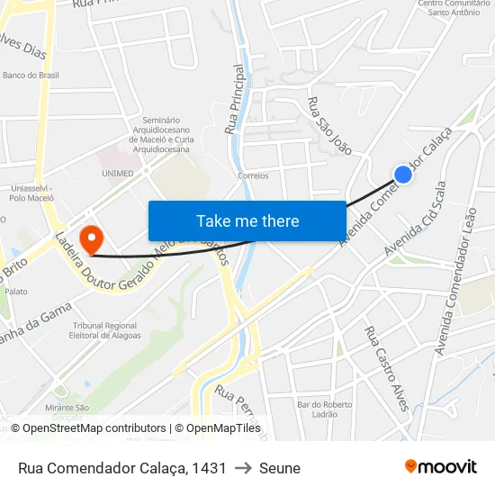 Rua Comendador Calaça, 1431 to Seune map