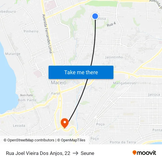 Rua Joel Vieira Dos Anjos, 22 to Seune map