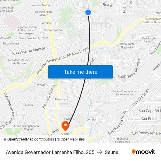 Avenida Governador Lamenha Filho, 205 to Seune map