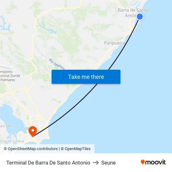 Terminal De Barra De Santo Antonio to Seune map