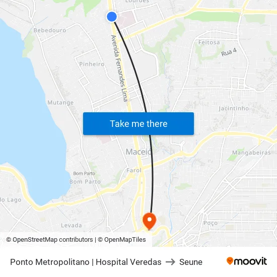 Ponto Metropolitano | Hospital Veredas to Seune map