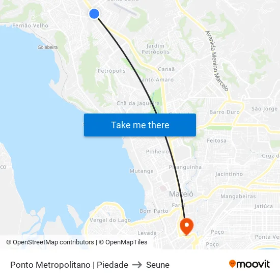 Ponto Metropolitano | Piedade to Seune map