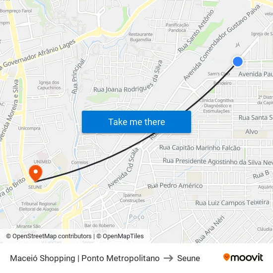 Maceió Shopping | Ponto Metropolitano to Seune map