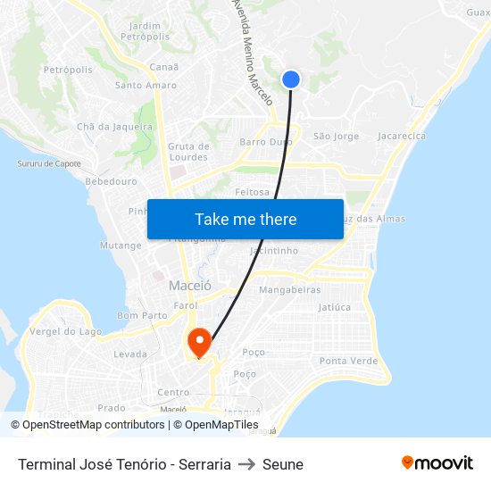 Terminal José Tenório - Serraria to Seune map