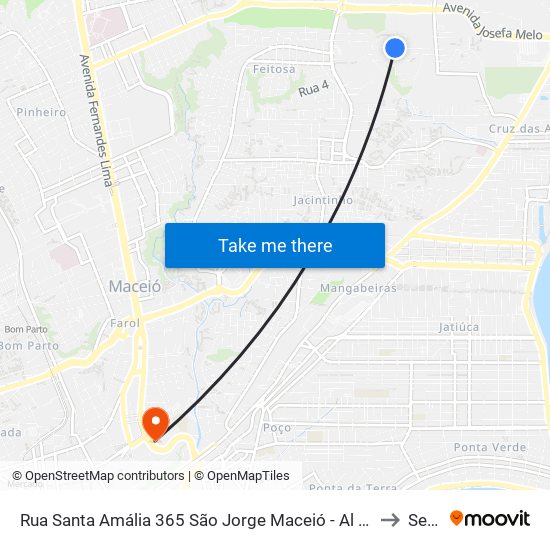 Rua Santa Amália 365 São Jorge Maceió - Al 57045-160 Brasil to Seune map