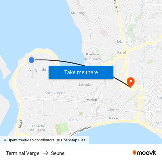 Terminal Vergel to Seune map