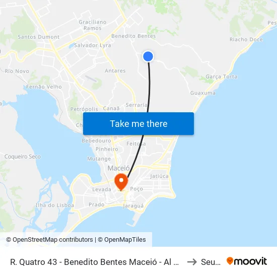 R. Quatro 43 - Benedito Bentes Maceió - Al Brasil to Seune map