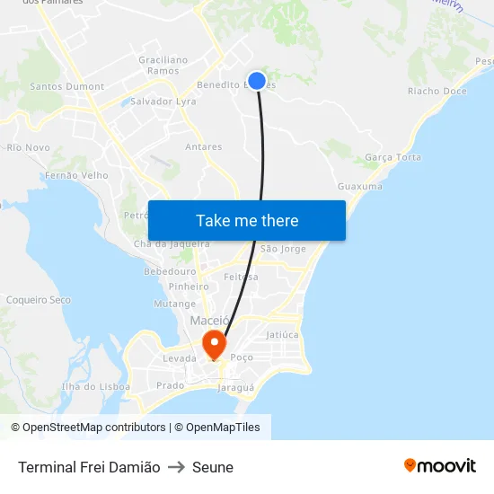 Terminal Frei Damião to Seune map