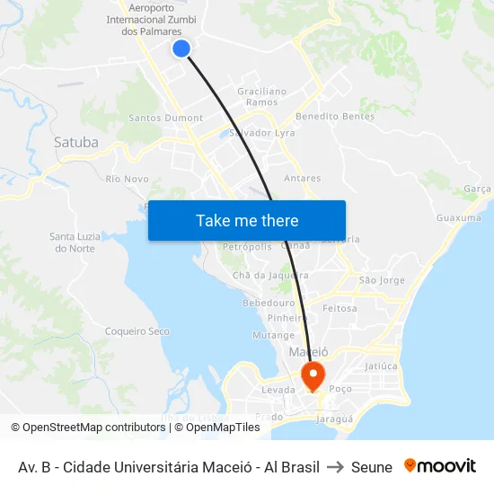 Av. B - Cidade Universitária Maceió - Al Brasil to Seune map