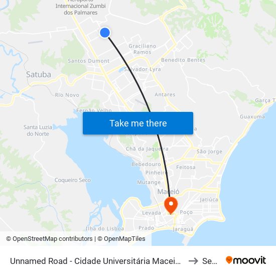 Unnamed Road - Cidade Universitária Maceió - Al Brazil to Seune map